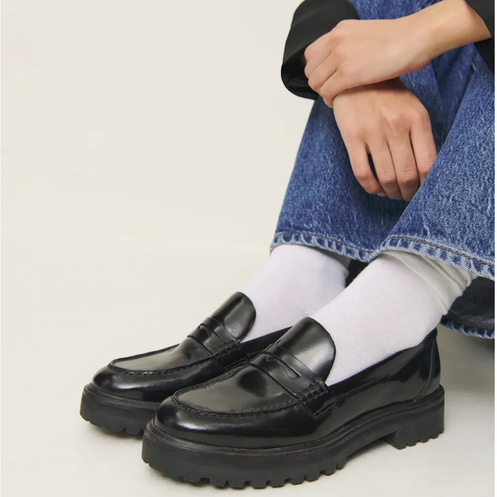 Reformation Agathea Chunky Black Loafers